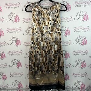 Citrine dress shiny shimmer dotted abstract Chic Sleeveless Patterned Midi Dress